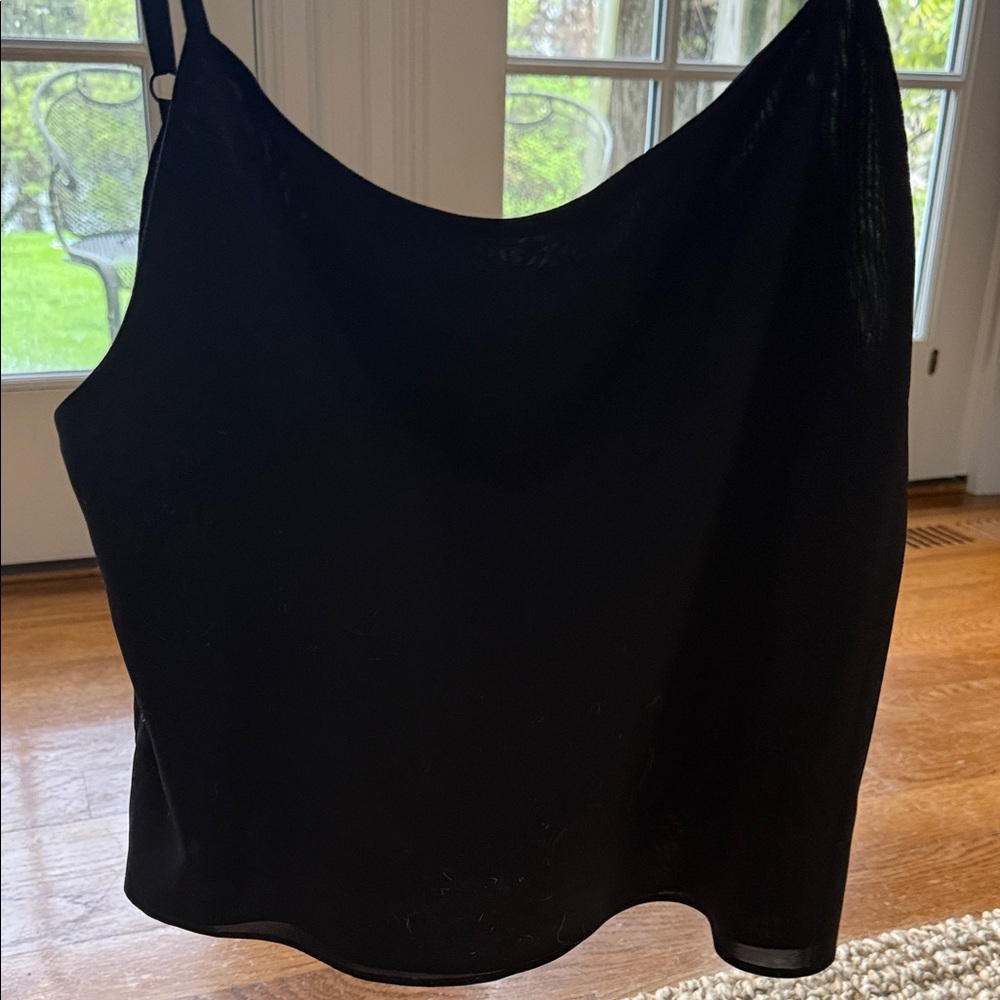 Alice + Olivia  Women's Black Satin Cami Top - Classic Layering Tank